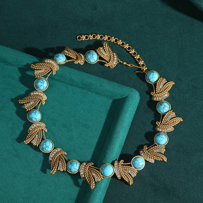 Vintage Jewelry Gold Necklace Pearl Gems Choker