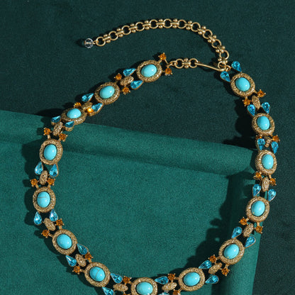 Vintage Jewelry Gold Necklace Pearl Gems Choker
