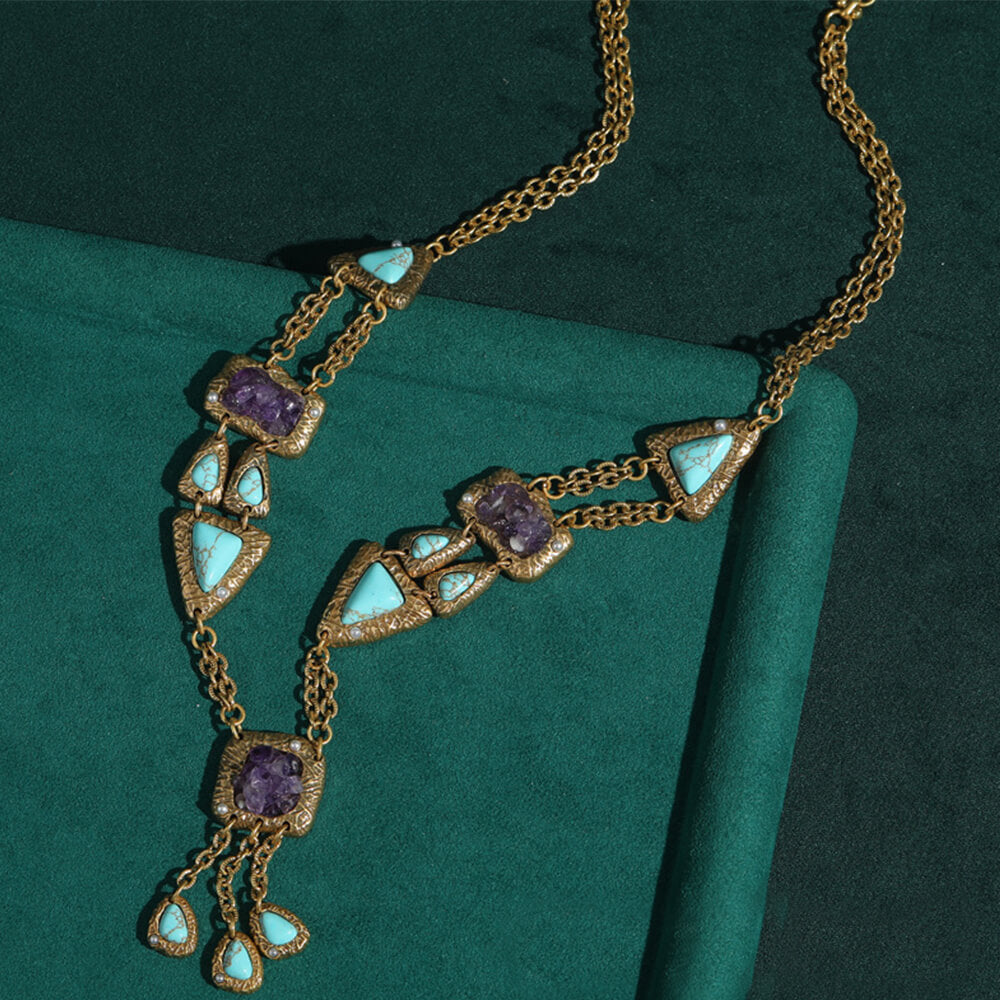 Vintage Jewelry Gold Necklace Pearl Gems Choker