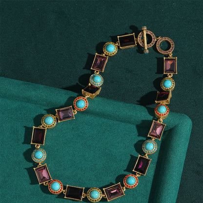 Vintage Jewelry Gold Necklace Pearl Gems Choker