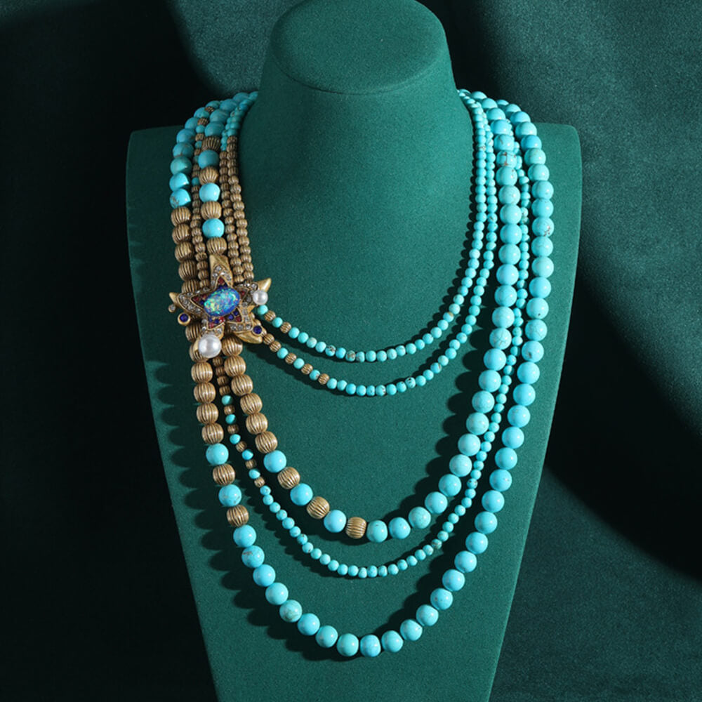Vintage Jewelry Gold Necklace Pearl Gems Choker