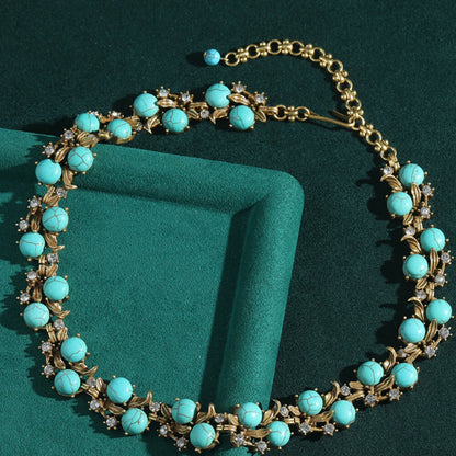 Vintage Jewelry Gold Necklace Pearl Gems Choker