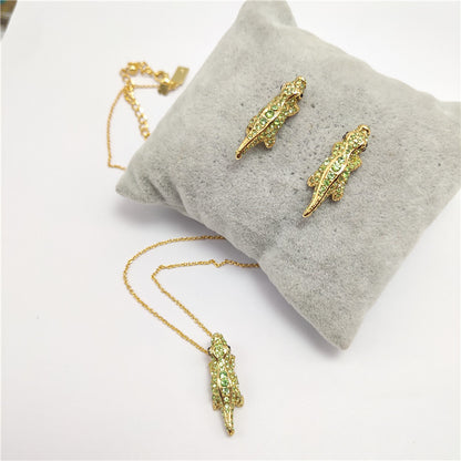 24k Gold Plated Diamonds Crocodile Jewelry Set