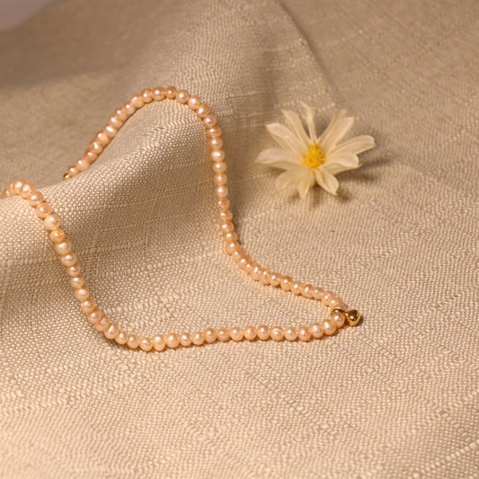 Pink Freshwater Pearls Necklace With 24K Gold Plated Hypoallergenic Pendant