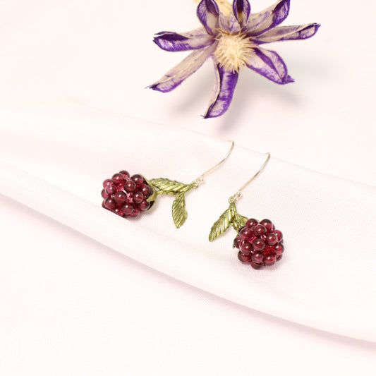 24K Solid Gold Plated Hypoallergenic Hook Earrings With Genuine Garnet Gems
