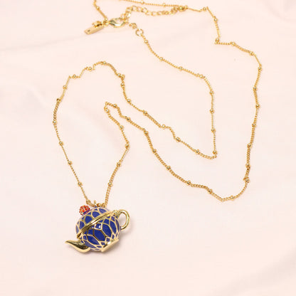 24K Solid Gold Plated Enamel Cups Necklace Earrings