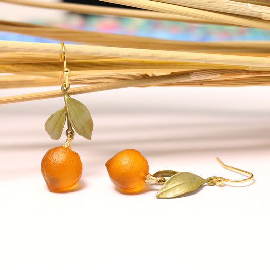 24K Gold Plated Hypoallergenic Orange Hook Earrings