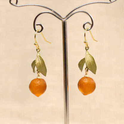 24K Gold Plated Hypoallergenic Orange Hook Earrings