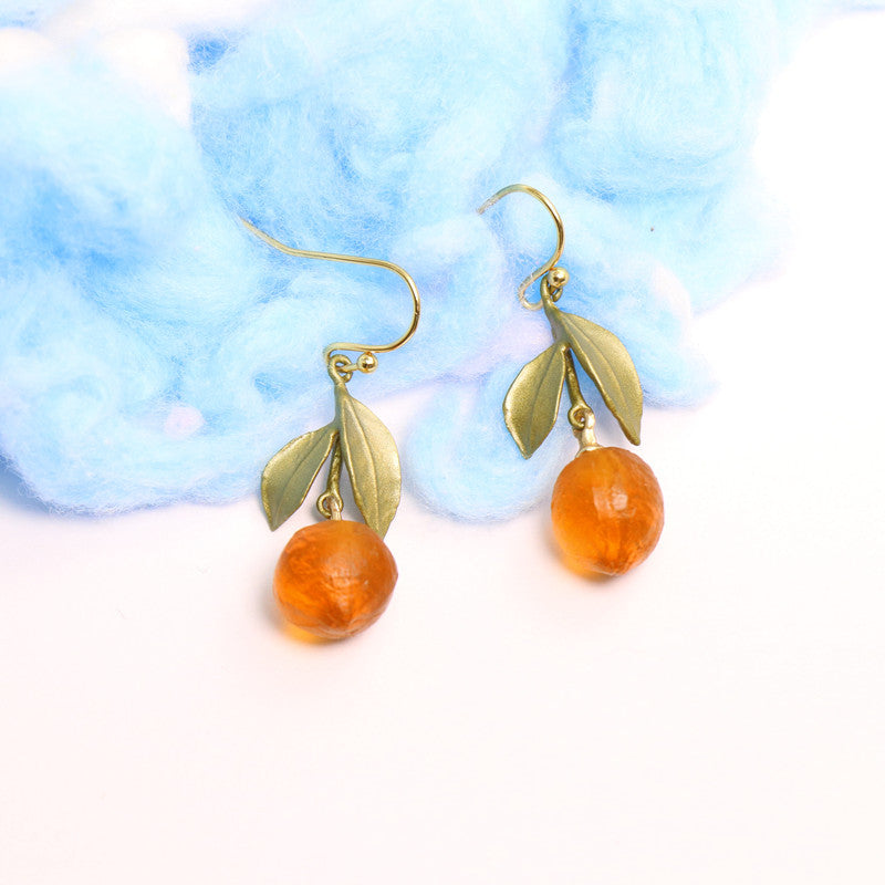 24K Gold Plated Hypoallergenic Orange Hook Earrings