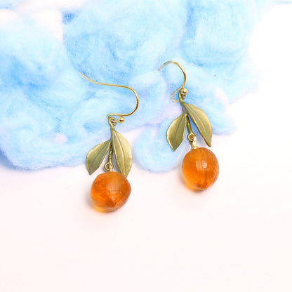 24K Gold Plated Hypoallergenic Orange Hook Earrings