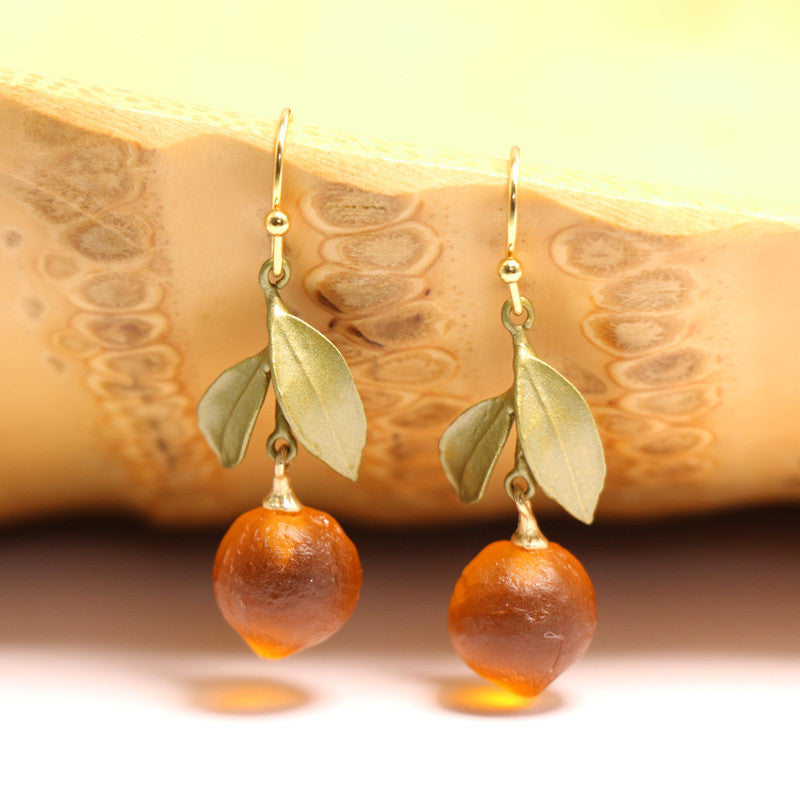24K Gold Plated Hypoallergenic Orange Hook Earrings
