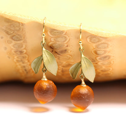 24K Gold Plated Hypoallergenic Orange Hook Earrings