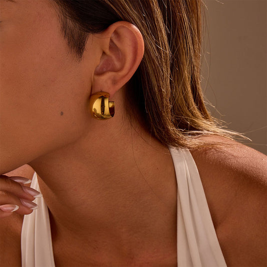 18k Gold Plated C-shaped Huggie Earrings Gorgeous Jewelry