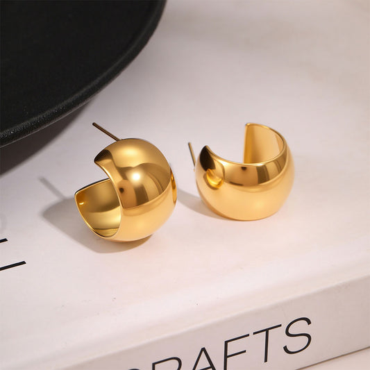 18k Gold Plated C-shaped Huggie Earrings Gorgeous Jewelry