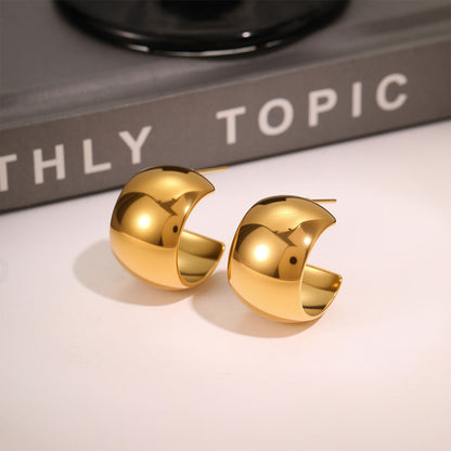 18k Gold Plated C-shaped Huggie Earrings Gorgeous Jewelry