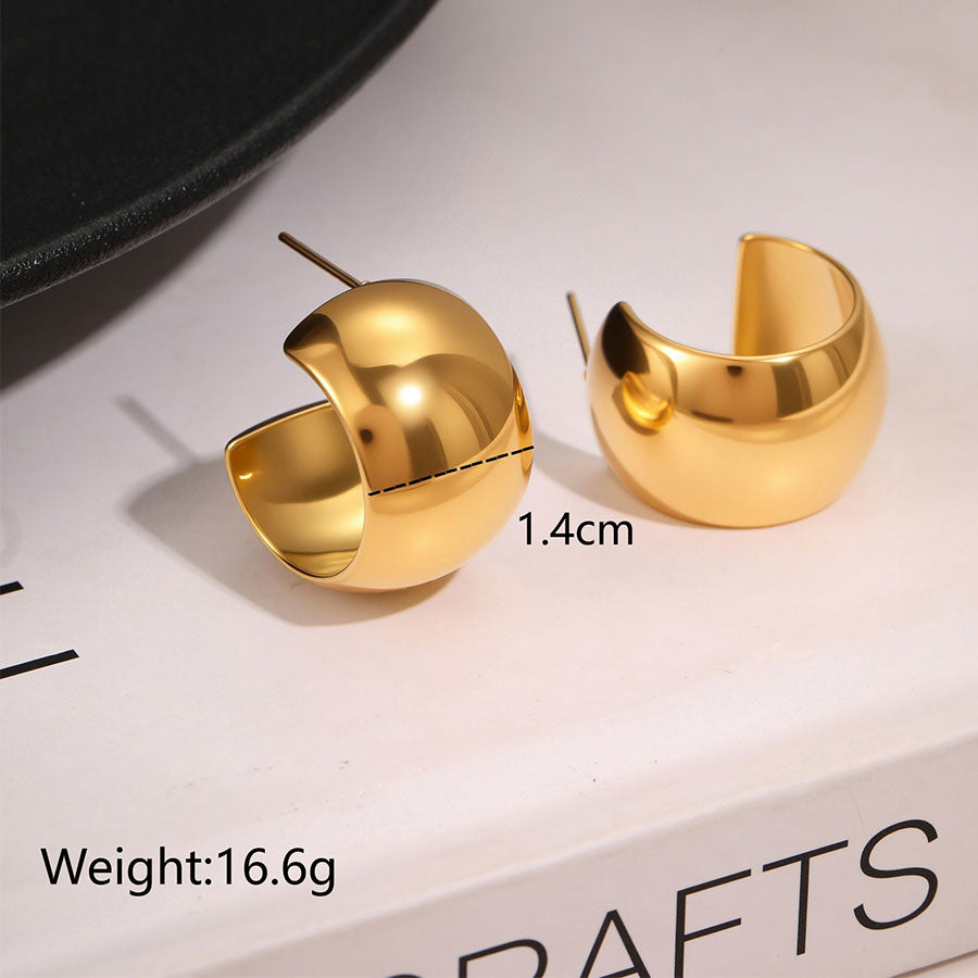 18k Gold Plated C-shaped Huggie Earrings Gorgeous Jewelry
