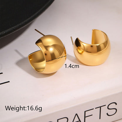 18k Gold Plated C-shaped Huggie Earrings Gorgeous Jewelry