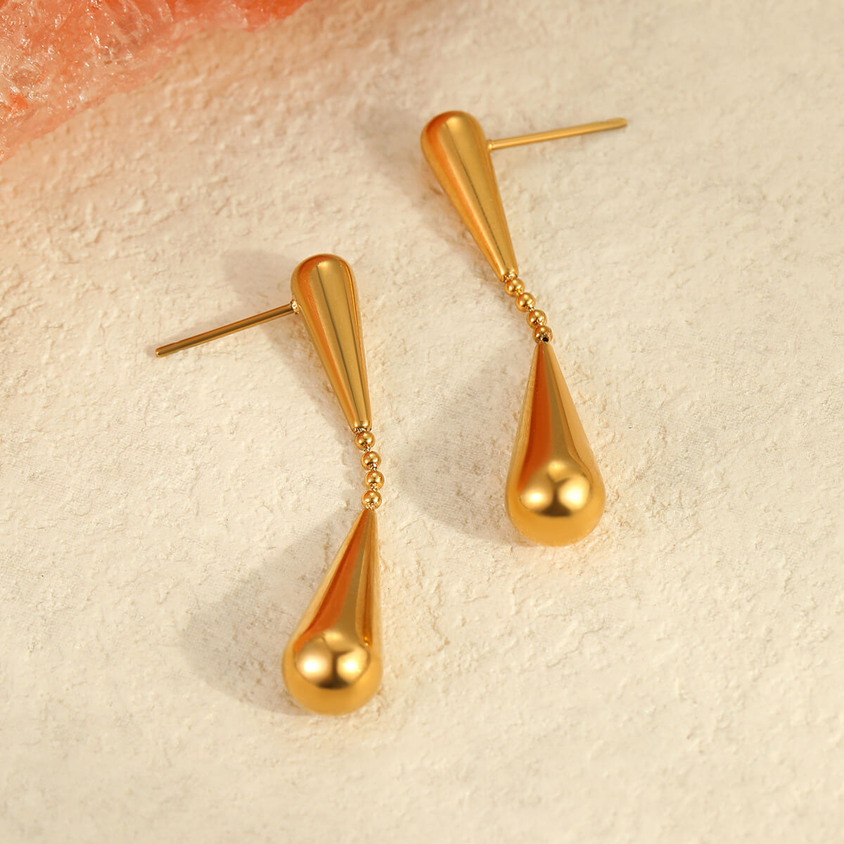 18k Gold Plated Drop Earrings Teardrop Shape Gorgeous Jewelry