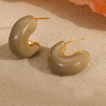 18k Gold Plated Earrings Gorgeous Titanium Steel Jewelry