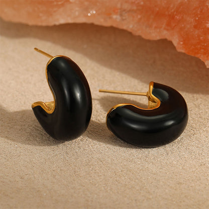 18k Gold Plated Earrings Gorgeous Titanium Steel Jewelry