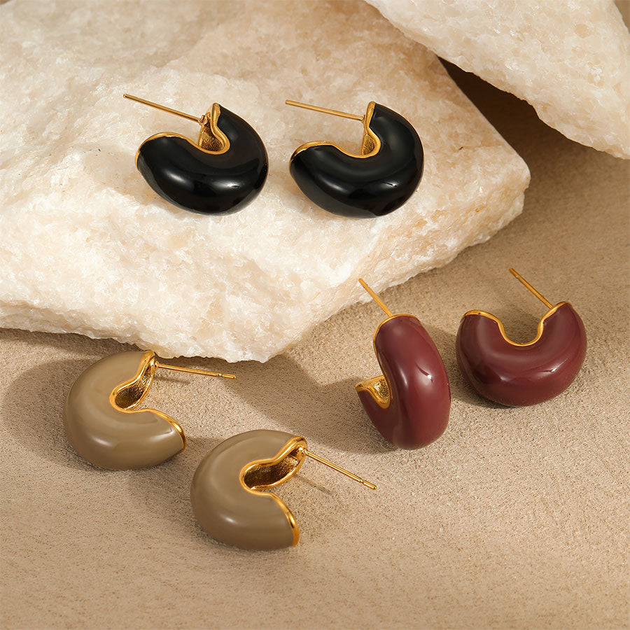 18k Gold Plated Earrings Gorgeous Titanium Steel Jewelry