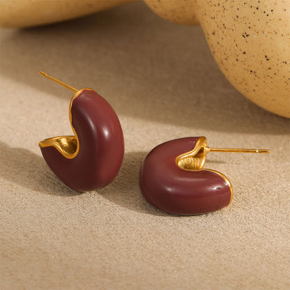 18k Gold Plated Earrings Gorgeous Titanium Steel Jewelry
