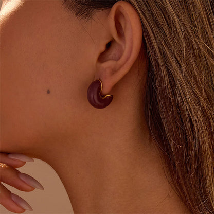 18k Gold Plated Earrings Gorgeous Titanium Steel Jewelry