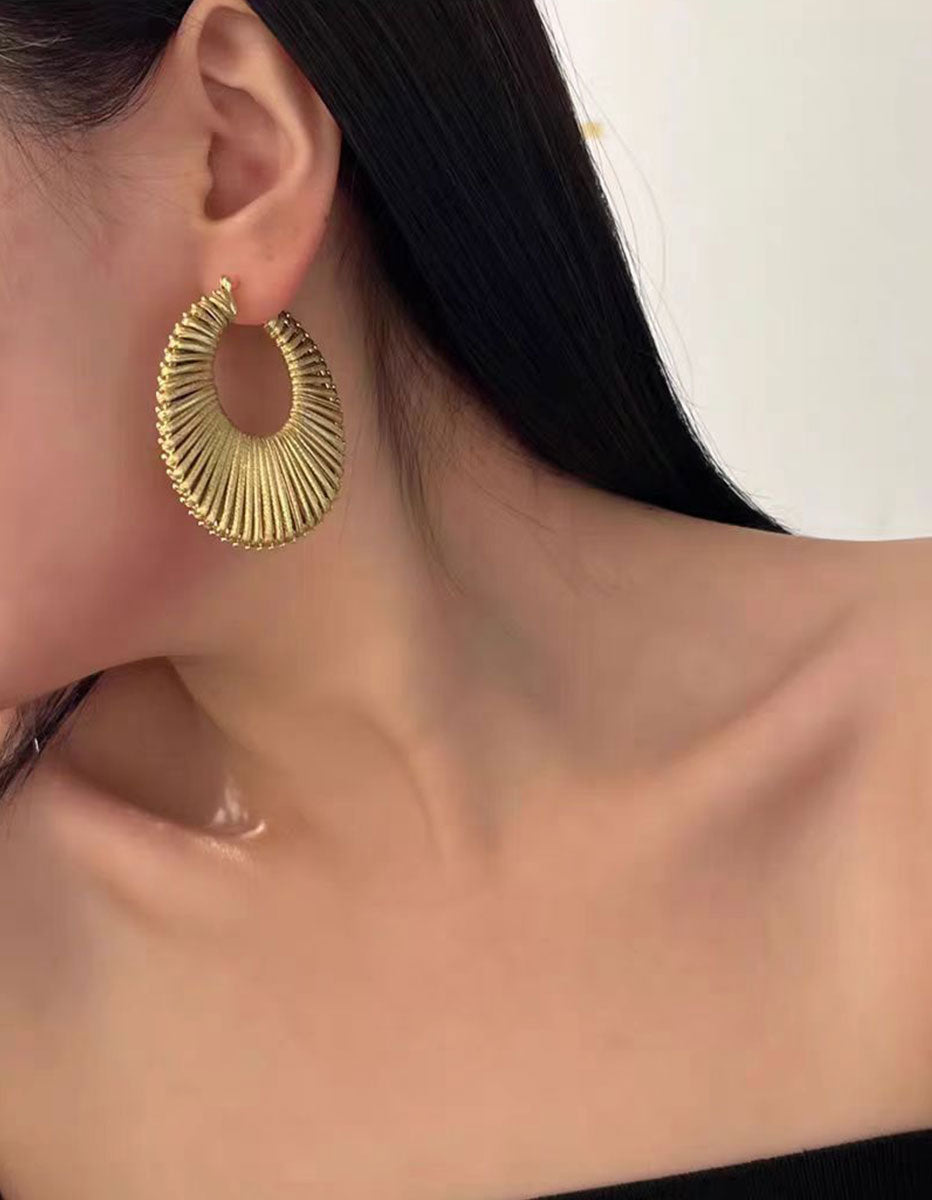 Platinum & 18K Gold Plated Earrings Hypoallergenic Brass Leather Braided Platinum Plated Leisure Vacation Earring