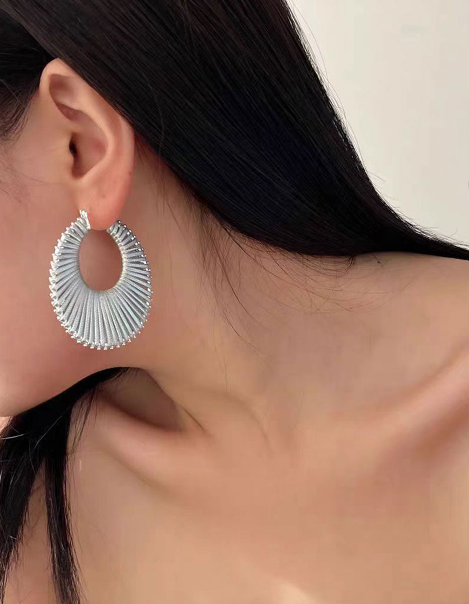 Platinum & 18K Gold Plated Earrings Hypoallergenic Brass Leather Braided Platinum Plated Leisure Vacation Earring
