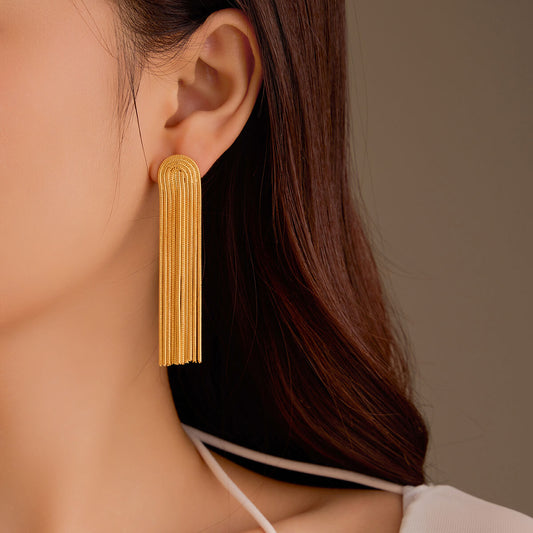 18k Gold Plated Earrings Tassel Chandelier Earrings Gorgeous Jewelry