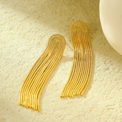 18k Gold Plated Earrings Tassel Chandelier Earrings Gorgeous Jewelry