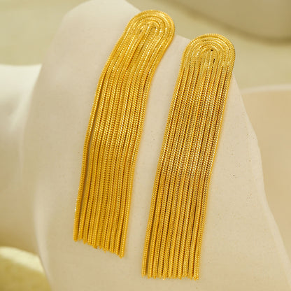 18k Gold Plated Earrings Tassel Chandelier Earrings Gorgeous Jewelry