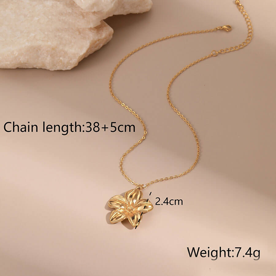 18k Gold Plated Flowers Necklace Earrings Open Size Rings Gorgeous Jewelry Set