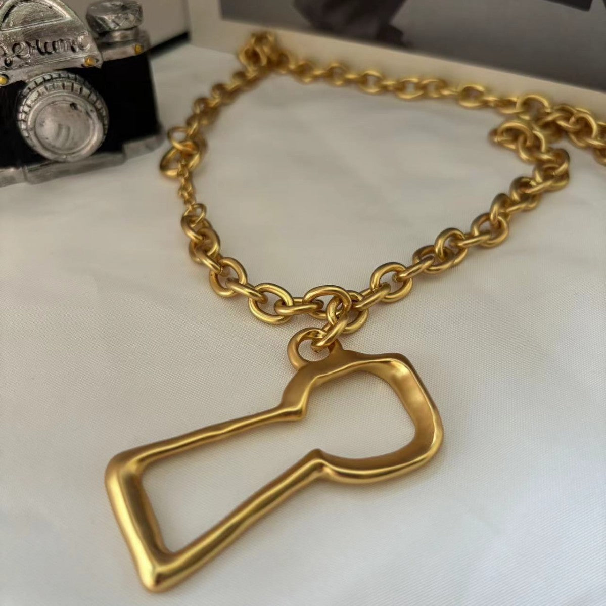 24K Solid Gold Plated Hypoallergenic Brass Key Pendant Couple Necklace