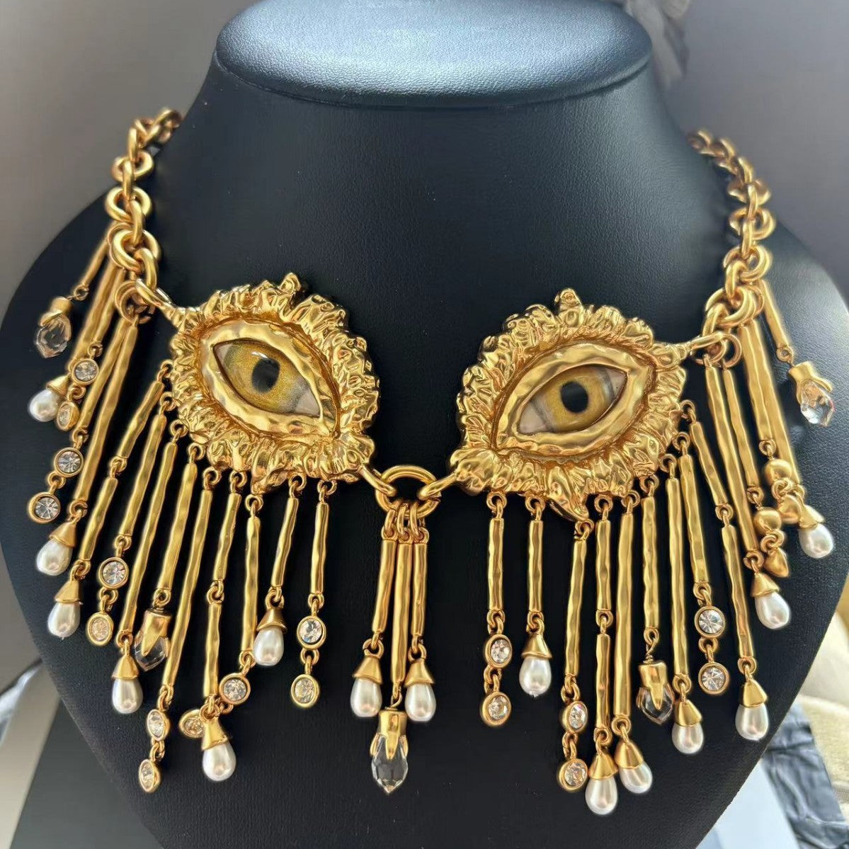 24K Solid Gold Plated Evil Eye Waist Chain Necklace Hypoallergenic Brass Jewelry Set