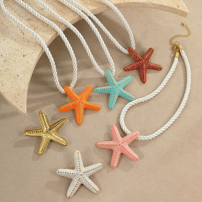 18k Gold Plated Titanium Necklace Starfish Pendant