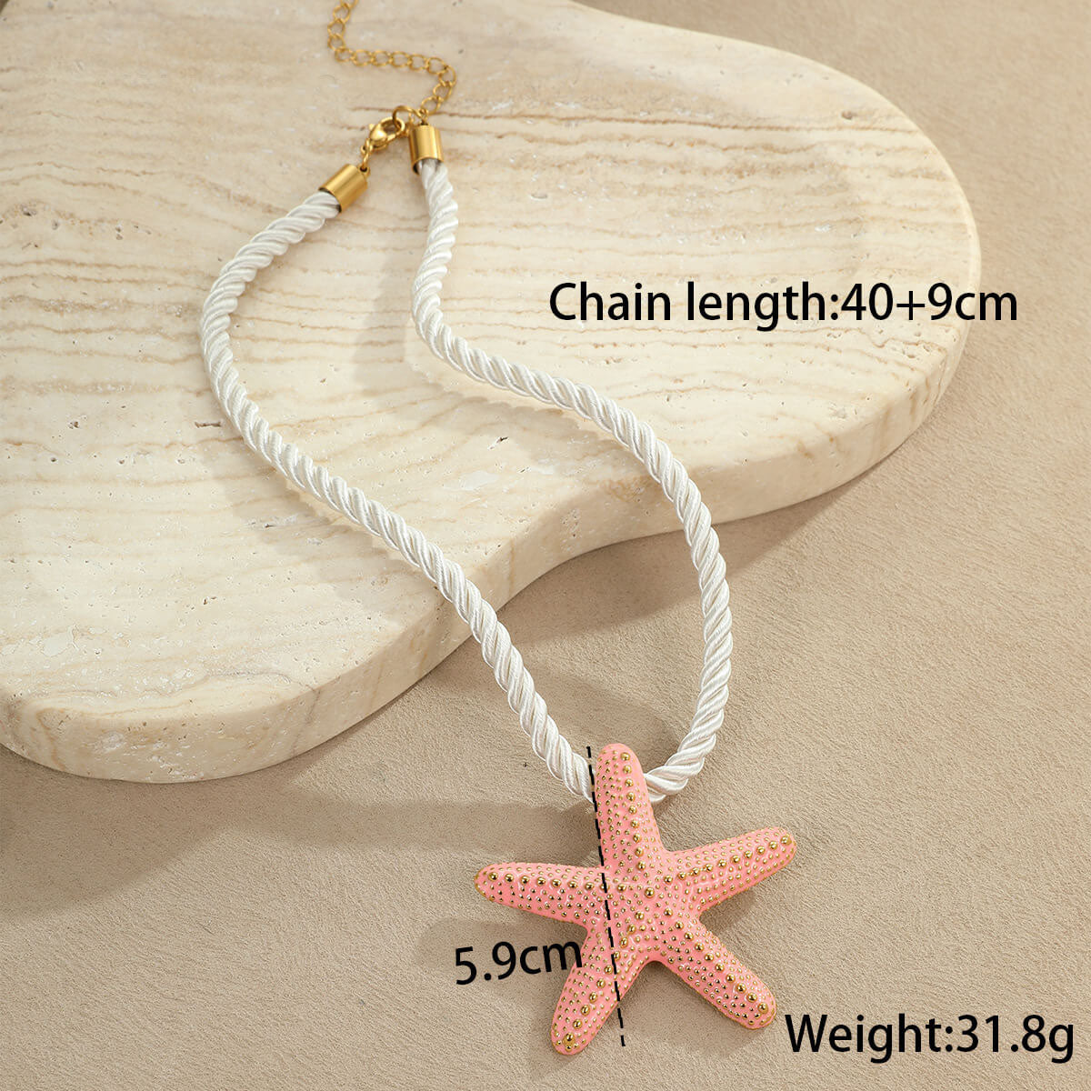 18k Gold Plated Titanium Necklace Starfish Pendant