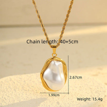 18k Gold Plated Pearl Earrings Necklace Vintage Baroque Jewelry Set