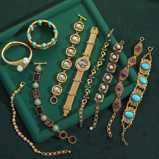 Vintage Jewelry Colorful Crystal Gems Bracelet