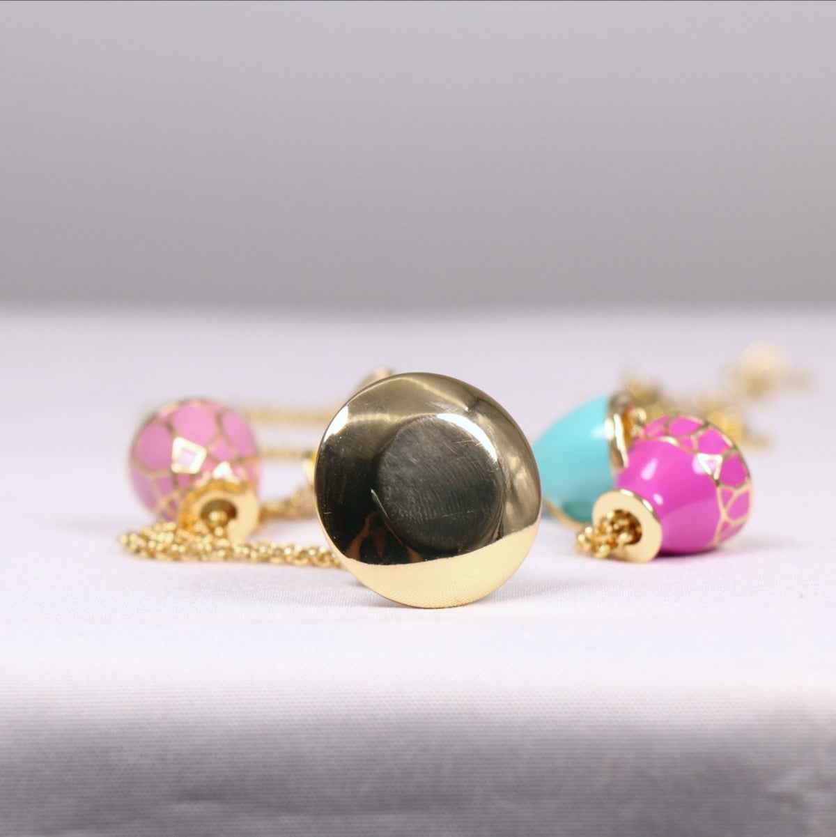 24K Solid Gold Plated Enamel Cup Necklace