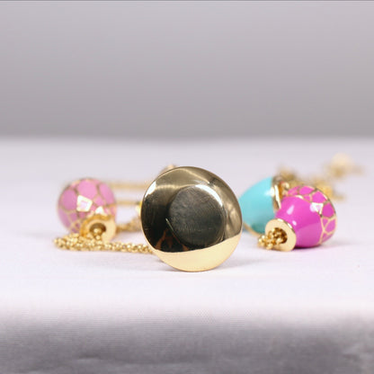 24K Solid Gold Plated Enamel Cup Necklace