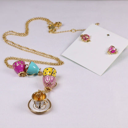 24K Solid Gold Plated Enamel Cup Necklace