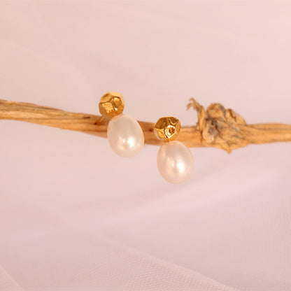 Gorgeous 24k Gold Plated Freshwater Pearl Earrings