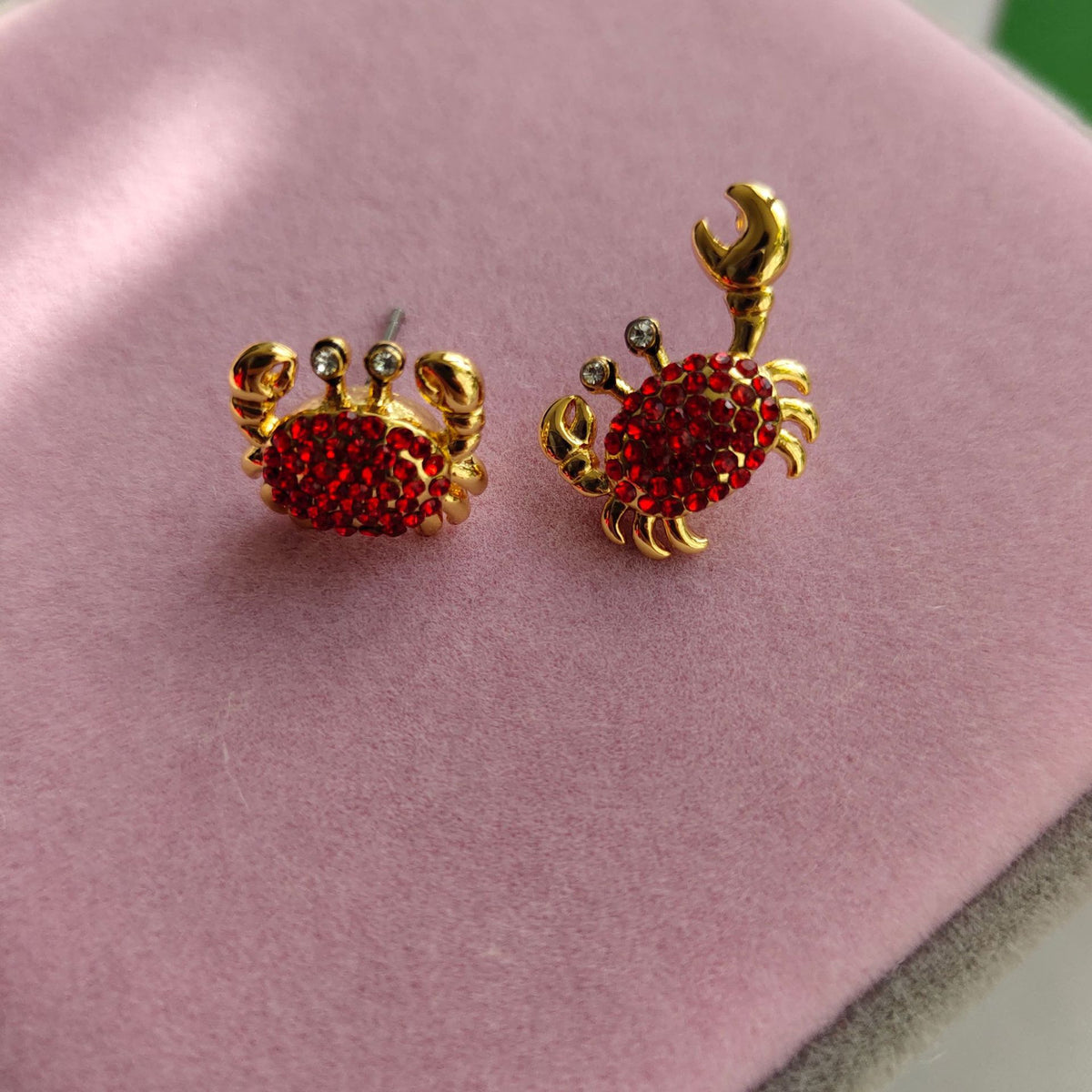 24k Gold Plated Diamond Crab Earrings Necklace Set