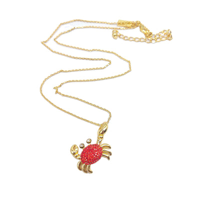 24k Gold Plated Diamond Crab Earrings Necklace Set