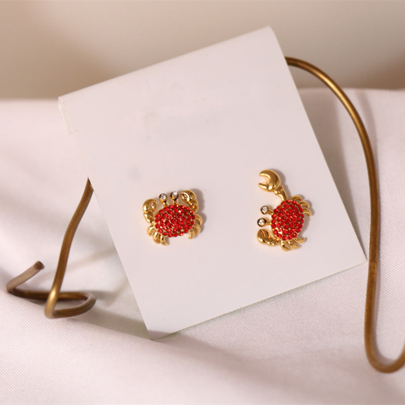 24k Gold Plated Diamond Crab Earrings Necklace Set