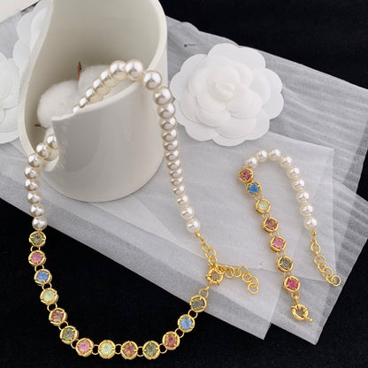 Vintage Jewelry Set Pearls Bracelet Necklace