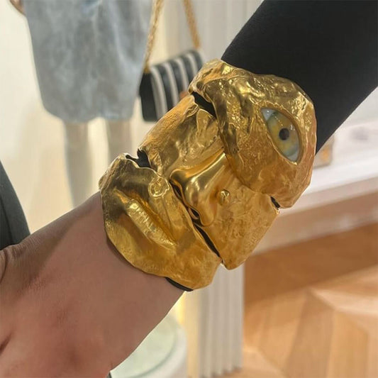 24K Gold Plated Bangle Eye Mouth Nose Shape