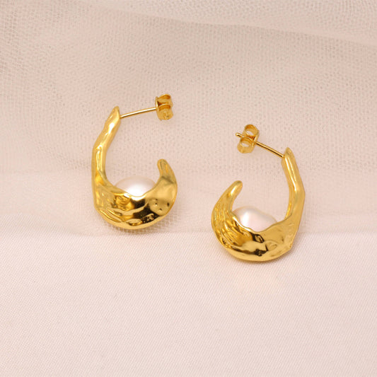 24k Gold Plated Hypoallergenic Irregular Freshwater Pearls Jewelry Set