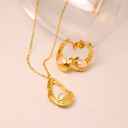24k Gold Plated Hypoallergenic Irregular Freshwater Pearls Jewelry Set